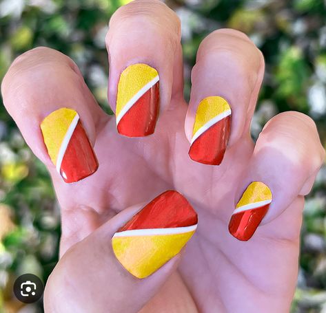 Chiefs Nail Designs, Kansas City Chiefs Nails, Kc Chiefs Nails, Chiefs Nails, Soccer Nails, Football Nail Designs, Stripe Nail Art Designs, Football Nail Art, Diy Nail Wraps