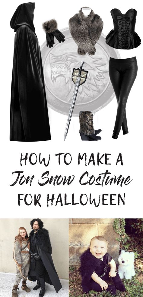 These Jon Snow costume ideas are perfect for halloween! Jon Snow And Daenerys Costume, John Snow Costume Diy, Jon Snow Costume Diy, Jon Snow Halloween Costume, John Snow Costume, Jon Snow Outfit, Jon Snow Ghost, Sansa Stark Costume, Snow Costume