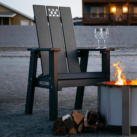 Adirondack chairs sit too low! No more leaning too far back, or sitting on the edge of your seat. The X Series Chair is built to be the ultimate campfire chair. Designed with an elevated seating position so you can engage with the fire and conversation, the X Series Chair introduces comfort and function to backyard furniture. #affiliatelink #ad Breeo Fire Pit, Outdoor Fire Pit Seating, Fire Pit Chairs, Large Fire Pit, Cool Fire Pits, Round Fire Pit, Fire Pit Seating, Backyard Furniture, Wood Burning Fires