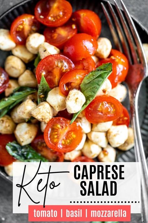 Keto Caprese, Caprese Salad Recipe, Keto Lunch Ideas, Low Carb Salad, Tomato Mozzarella, Fresh Salad, Ketogenic Diet Meal Plan, Keto Side Dishes, Visually Pleasing