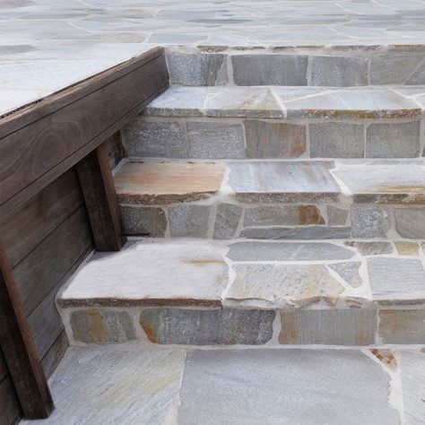 Outdoor Stone Pavers Transform any outdoor space into something remarkable with Flagstone by Natural Stone Resources! Beautifully crafted from the highest quality materials of Limestone, Quartzite, Sandstone, Slate, and Travertine, this collection creates a timeless and stylish look no matter the design scheme. Whether you are looking for a more formal, classic look or something unique and organic, Flagstone has you covered. With consistent patterns, create a sleek and modern appearance, or incorporate a variety of shapes and sizes to achieve a warm, inviting atmosphere. Perfect for both residential and commercial applications, this natural stone flagstone is the perfect choice for exterior and interior walls, floors, fire pits, pathways, pool surrounds, steppingstones, and more. Bring the Flagstone Walkway To Front Door, Flagstone Entryway, Flagstone Stairs, Flat Stone Patio, Backyard Entrance, Border Walls, Exterior Refresh, Stone Pool Deck, Flagstone Floor