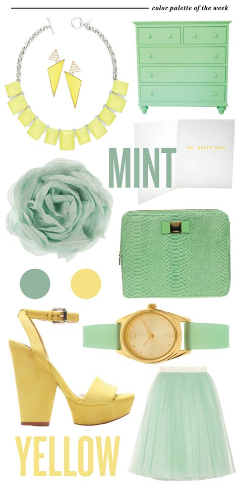 Minty mint Mint Moodboard, Mint And Yellow, Moodboard Fashion, Yellow Palette, Green Lemon, Colour Full, Color Palette Yellow, Spring Color Palette, Yellow Springs