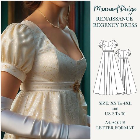 Renaissance Victorian Fantasy Dress Pattern/regency Dress//empire Waist Dress/fairy Dress Pattern/a0 A4 US Letter Format Size: US 2 to 30 - Etsy Fantasy Dress Pattern, Fairy Dress Pattern, Bridgerton Gown, Elvish Dress, Regency Dress Pattern, Empire Waist Gown, Dress Empire Waist, Dress Fairy, Tulle Maxi Skirt