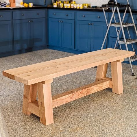 Chunky Bench Printable Plans – Pine and Poplar How To Make A Bench, Diy Dining Table Bench, Dining Table Plan, Diy Wooden Bench, Chunky Dining Table, Wood Bench Plans, Dining Table Plans, Build Outdoor Furniture, Farmhouse Bench Diy