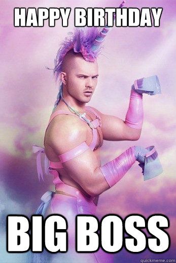 Happy birthday big boss unicorn man quickmeme Funniest Photos Ever, Happy Birthday Boss, Happy Birthday Meme, Happy Birthday Funny, Funny Happy Birthday, Five Seconds Of Summer, Birthday Meme, Michael Clifford, Funny Happy