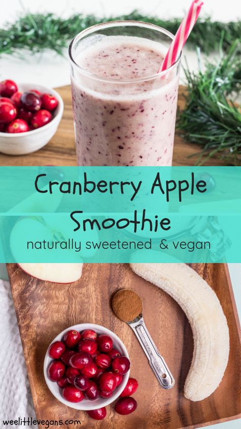 Cranberry Apple Smoothie - Naturally Sweetened – Wee Little Vegans Elderberry Smoothie, Cranberry Smoothies, Seasonal Smoothies, Holiday Smoothie Recipes, Holiday Smoothies, Winter Smoothies, Cranberry Smoothie, Blackberry Smoothie, Apple Smoothie