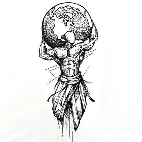 The best tattoo idea in sketch style. A man holding the whole Earth on his shoulder. This tattoo means strength, struggle and power. Style: Sketch. Color: Black. Tags: Best, Creative, Amazing Atlas Tattoo, Earth Tattoo, Sketch Style Tattoos, Tattoo Placements, Kunst Tattoos, Drawing Hands, Tattoo Zeichnungen, Men Tattoos, Strength Tattoo