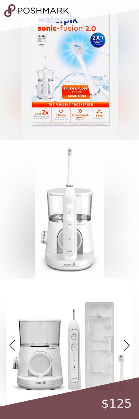 Waterpik Sonic-Fusion 2.0 Flossing Toothbrush Sonic Fusion, Waterpik Water Flosser, American Dental Association, Toothbrush Case, Sonic Electric Toothbrush, Sonic Electric, Water Flosser, Gum Health, Dental Floss