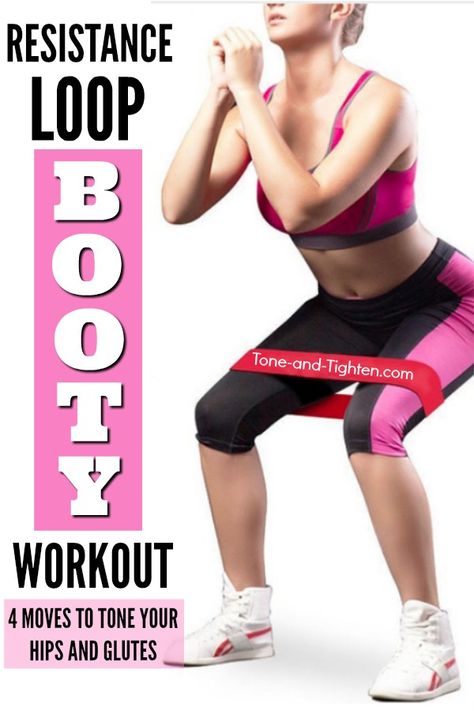 4 of the best hip and butt toning exercises with a resistance loop! From Tone-and-Tighten.com Exercises For Hips, Loop Band Exercises, Squat Thrust, Toning Exercises, Gluteus Medius, Leg Training, Glute Workout, Resistance Band Workout, Resistance Band Exercises