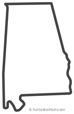 Alabama - Map Outline, Printable State, Shape, Stencil, Pattern Alabama State Outline, Pennsylvania State Outline, Tennessee State Outline, State Of Texas Outline, Alabama Map, Number Grid, 2024 Classroom, State Of Alabama, Alabama History