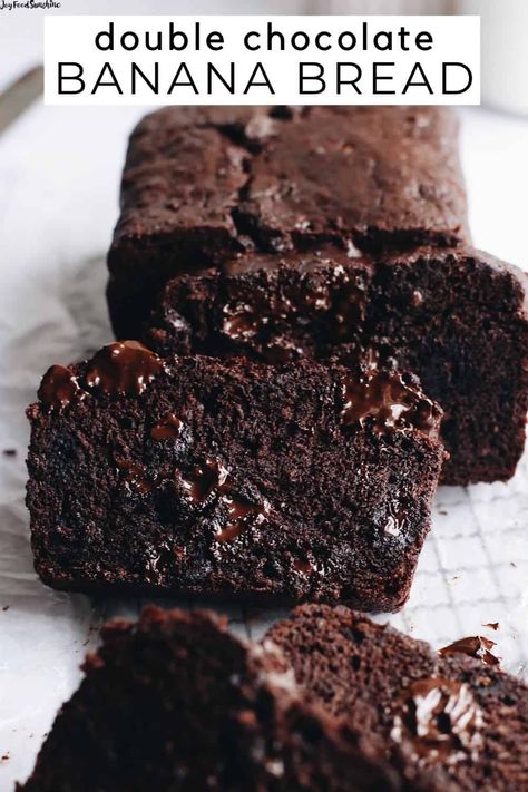 Oil Free Banana Bread, Health Sweets, Double Chocolate Banana Bread Recipe, Vegan Chocolate Banana Bread, Brownie Bread, Baking Activities, Double Chocolate Banana Bread, Banana Recipes Overripe, Chocolate Banana Bread Recipe