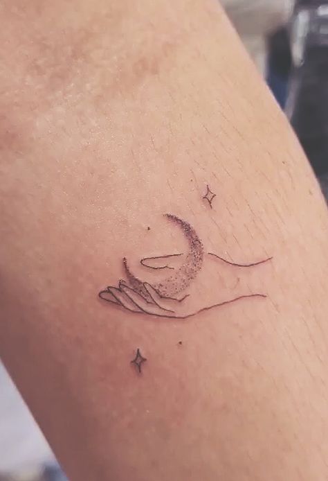 Faded Moon Tattoo, Christian Moon Tattoo, Dainty Crescent Moon Tattoo, Moon Sky Tattoo, Moon Tattoo Linework, Delicate Moon Tattoo, Moon Song Tattoo, Fineline Moon Tattoo, Moon Cloud Tattoo