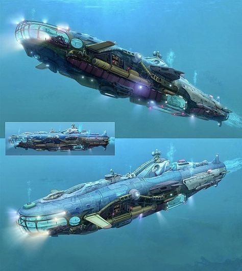 Subnautica Concept Art, Airship Art, Concept Vehicles Sci Fi, Painting School, Space Ship Concept Art, Starship Concept, It Is Done, Sci Fi Ships, Spaceship Concept