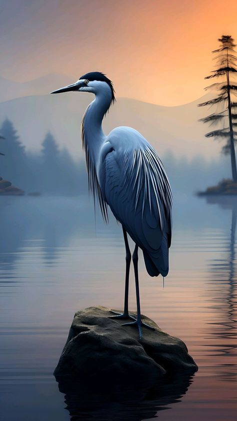 Heron Photography, Crane Painting, Heron Art, Roseate Spoonbill, Beautiful Adventure, Shadow Drawing, Japanese Bird, Photo To Art, Collage Art Projects