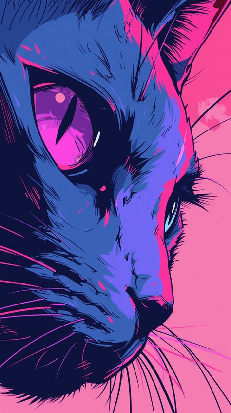 Wallpaper Cartoon, Screen Art, Neon Style, Cool Wallpapers Art, Tumblr Wallpaper, Crafts Hacks, Style Pink, Pretty Wallpapers Backgrounds, Cat Painting