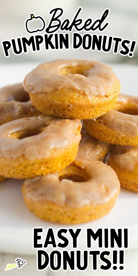 Pumpkin Donuts Pumpkin Spice Cake Mix, Pumpkin Spice Glaze, Piped Cake, Carrot Cake Dessert, Cake Mix Donuts, Recipes Cupcakes, Spice Cake Mix And Pumpkin, Canned Pumpkin Recipes, Pumpkin Cakes