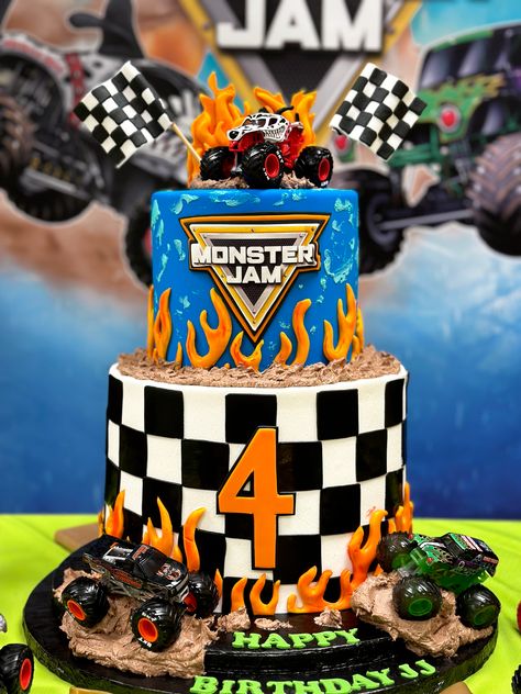 3d Monster Truck Cake, Hotwheels Monster Truck Birthday Cake, Monster Truck Cakesicles, Monster Truck Theme Cake, Monster Truck Party Cake, Monster Truck Smash Cake, Pastel Monster Truck, Monster Jam Cookies, Monster Jam Cakes For Boys