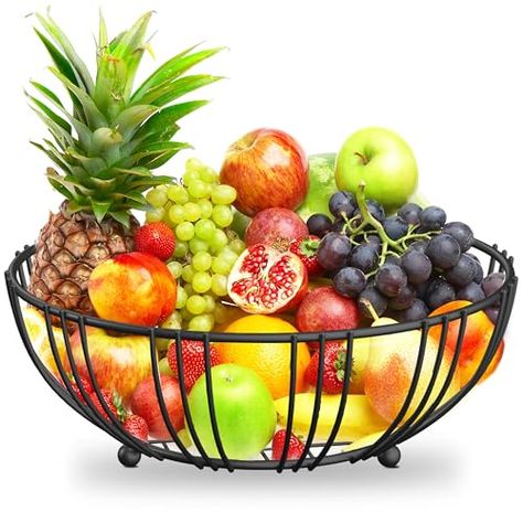 Fruit Bowl Display Kitchen, Fruit Bowl Decor, Fruit Bowl Display, Banana Holder, Tiered Fruit Basket, Bowl Of Fruit, Wire Fruit Basket, Basket Holder, Thanksgiving Background