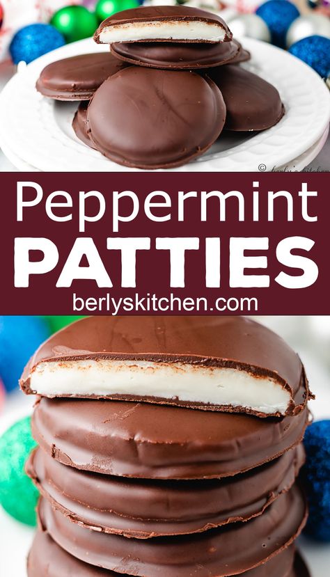 A simple peppermint patty recipe bursting with fresh mint flavor. This seasonal treat is sure to be a hit in your household. #berlyskitchen Peppermint Patties Recipe, Peppermint Patty Recipe, Mint Patties, Homemade Peppermint Patties, Pepper Mint, Patty Recipe, York Peppermint Patty, Peppermint Patty, Patties Recipe