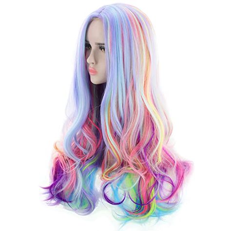 Nice Wigs, Ombre Short Bob, Wavy Rainbow, Kawaii Galaxy, Fun Halloween Ideas, Pastel Wig, Rainbow Kawaii, Wig Looks, Hair Rainbow