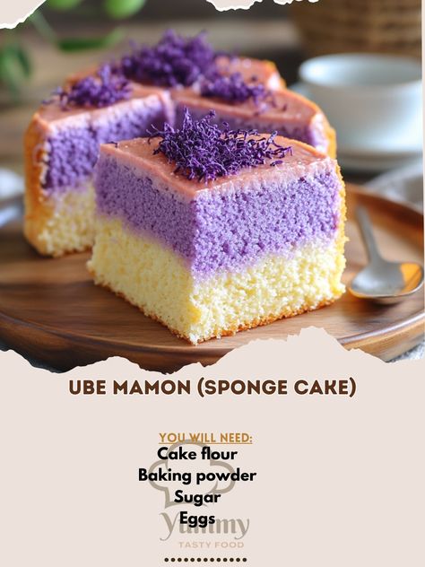 Ube Sponge Cake Recipe, Ube Champorado Recipe, Champorado Recipe, Sponge Cake Recipe Best, Ube Dessert, Filipino Sweets, Phillipino Food, Cottage Bakery, Pinoy Dessert