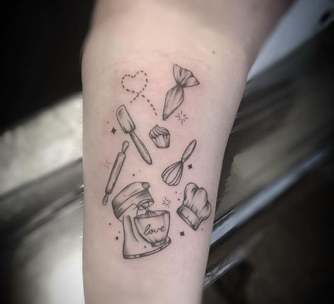 Dessert Tattoo, Baking Tattoo, Cooking Tattoo, Baker Tattoo, Culinary Tattoos, Evolution Tattoo, Tribute Tattoos, Food Tattoos, Mouthwatering Food