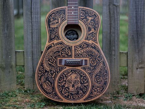 Acoustic Guitar - Sharpie Art                                                                                                                                                      More Painted Guitars, Acoustic Guitar Art, Painted Ukulele, Guitar Artwork, Ukulele Art, Acoustic Guitar Case, Art Musical, Guitar Acoustic, Guitar Painting