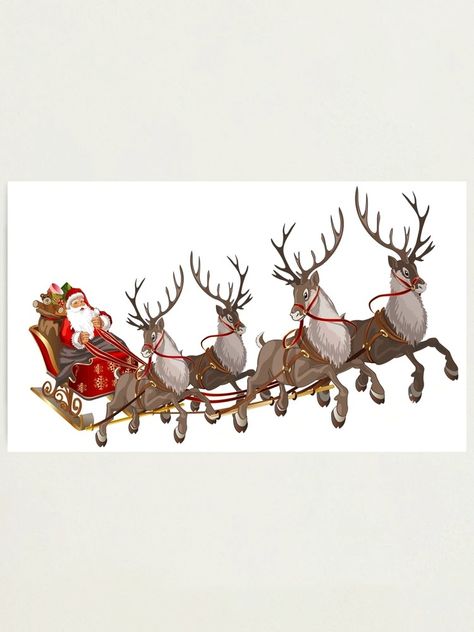 "Santa Claus Reindeer sleigh, Santa sleigh, Reindeer antlers, Christmas decorations, deer, prnt." Photographic Print for Sale by Senior-Kuzmin | Redbubble Santa Sleigh Illustration, Christmas Birthday Cake, Santa Claus Parade, Santa Sleigh Reindeer, Santa Claus And Reindeer, Antler Christmas, Reindeer Sleigh, Skirt Ideas, Reindeer And Sleigh