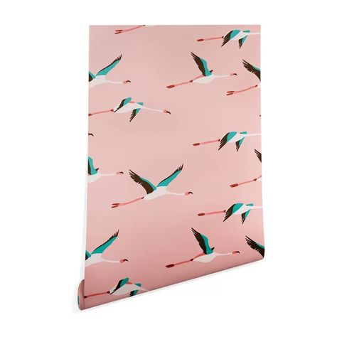 Wall Decals Bathroom, Kids Bathroom Wall, Mid Century Wallpaper, Flamingo Wallpaper, Wallpaper Panel, Wallpaper For Sale, Wall Decor Decals, How To Install Wallpaper, Flamingo Pink