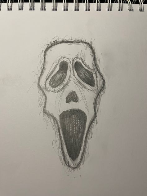 Skeleton Face Drawing Easy, Burnt Out Candle Drawing, Easy Drawing With Shading, Monster Can Drawing, Scream Drawing Movie, Pencil Art Drawings Simple Easy, Art Sketches Halloween, Drawings Easy Halloween, Monster Cartoon Drawing