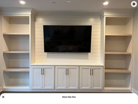 Ikea Wall Tv Unit Ideas, Easy Built Ins Around Tv, Game Room Built Ins Entertainment Center, Diy Built In Entertainment Center Plans, Custom Entertainment Center Built Ins, Diy Living Room Built Ins, Family Room Tv Wall, Built Ins Living Room, Color In Interior Design