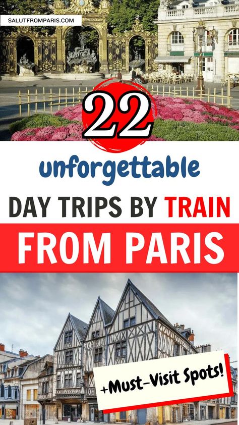 Visiting Paris in September? Don't miss the chance to explore beyond the city! Hop on a train and discover 22 of the best day trips from Paris, all accessible by rail. From the stunning fall foliage in the countryside to vibrant local markets in quaint towns, these trips are perfect for adding some adventure to your Parisian experience. Get inspired with your paris fall outfits and plan your perfect autumn day out! Day Trips From Paris, Paris Trip Planning, Paris In September, Paris Packing, Train Trips, Day Trip From Paris, Paris Travel Tips, France Travel Guide, Visit France