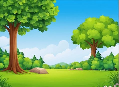 Vector forest scene with various forest ... | Premium Vector #Freepik #vector #tree #scenery #environment #outside Nature Background Drawing, Cartoon Forest Background, 2d Tree, Tree Vector Art, Cartoon Tree, Forest Cartoon, Forest Clipart, Tree Scenery, Cartoon Trees