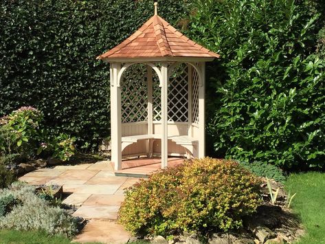 Cedar Gazebo Ideas, Small Garden Gazebo, Cedar Gazebo, Small Gazebo, Garden Sitting Areas, White Gazebo, Gardening Decor, Wooden Gazebo, Backyard Gazebo