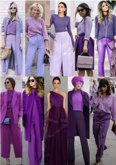 Purple Pants Outfit, Chic Outfits Edgy, Lavender Outfit, Cold Fashion, Colour Combinations Fashion, Smart Casual Dress, Color Blocking Outfits, Color Combinations For Clothes, Monochromatic Outfit