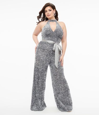 Plus size sequin jumpsuit