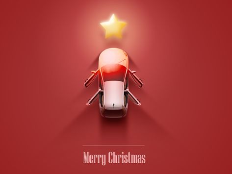 Merry christmas by LiYaO on Dribbble Car Marketing Creative Advertising, Christmas Car Ads, Xmas Design Graphic, Merry Christmas Creative Ads, Car Ads Creative Advertising, Christmas Creative Poster, Christmas Creative Design, Christmas Creative Ads, New Year Ads