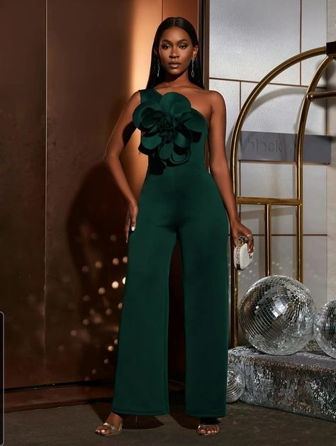 Women's Elegant emerald green one shoulder flower design jumpsuit   Affiliate link One Shoulder Jumpsuit Wedding, Classy Jumpsuit Outfits Wedding, Jumpsuit Outfit Wedding Guest, Jumpsuit Outfit Wedding, Classy Jumpsuit Outfits, Style For Wedding, Jumpsuit For Wedding Guest, Classy Jumpsuit, Nigerian Men Fashion