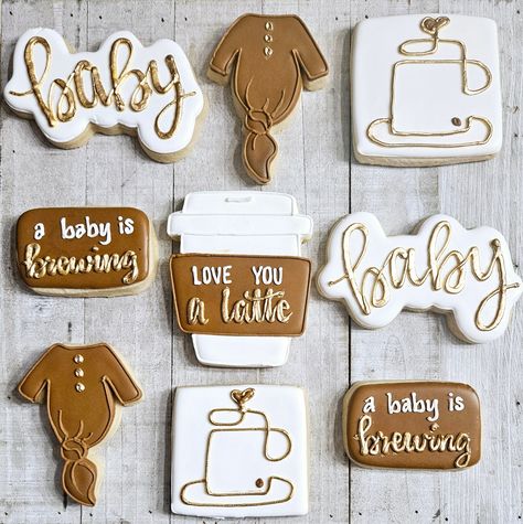 Baby Brewing Cookies - Etsy Baby Is Brewing Shower Ideas, Brewing Baby Shower Ideas, Coffee Baby Shower, Adoption Baby Shower, Nicki Baby, Garden Baby Shower Theme, Baking Theme, A Baby Is Brewing, Baby Is Brewing