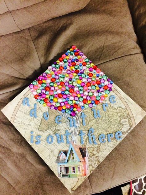 Colorful Gems Balloon Map Graduation Cap. 30+ Awesome Graduation Cap Decoration Ideas. Graduation Cap Decoration Ideas, Cap Decoration Ideas, Disney Graduation Cap, Creative Graduation Caps, Graduation Cap Ideas, College Grad Cap Ideas, Disney Graduation, Grad Cap Decorated, High School Graduation Cap