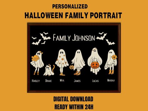 Halloween Ghost Family, Personalized Family Print, Ghost Family, Halloween Family, Halloween Printable, Custom Family Portrait, Family Print, Custom Wall Art, Printable Image