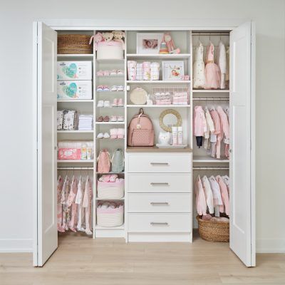 Closet Ideas For Kids, Built In Closet Organization, White Closets, Kids Closet Design, Inspired Closets, Girls Closet Organization, Toddler Closet, Baby Room Closet