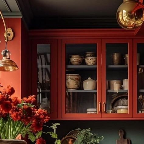 Pamela Moell Stiltje on Instagram: "Get into the red ❤️ . . . . . . . . . . Please message me if not properly tagged. I want to promote all fantastic people in pictures I choose. #interior#interiordesign#architecture##interiors#interiorinspiration#interiors#interieur#inspiration#design#decor#house#luxury#theworldofinteriors#homedecor#adstyle#elledecor#style#art#vougeliving#inredning#inredningsdesign#tiles#flooring#ihavethisthingwithfloors#vougeliving#instadecor#interiordesigner#decoration#exlu Rust Kitchen, Kitchen Colour, Barn Kitchen, Orange Interior, Hodge Podge, House Luxury, Happy House, Cozy Kitchen, Red Kitchen