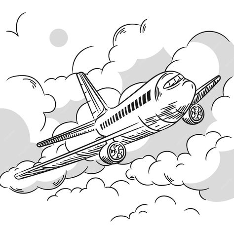 Airplane Outline, Airplane Cartoon, Airplane Illustration, Airplane Drawing, Outline Illustration, Airplane Design, Cartoon Drawing, Outline Drawings, Preschool Learning Activities