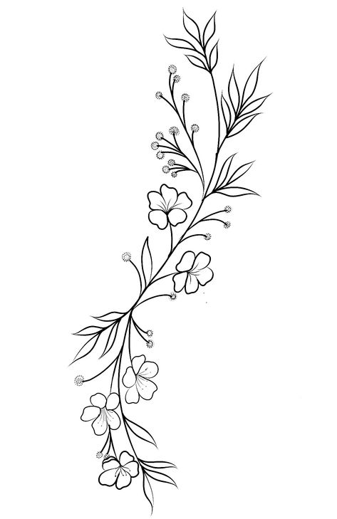 Vine Sketch Simple, Hip Tattoos Women Vines, Collarbone Vine Tattoo, Leaves Wrapped Around Leg Tattoo, Wraparound Tattoo Arm, Flower Vine Stencil, Leaf Vine Drawing, Vines Outline, Foot Tattoo Stencil