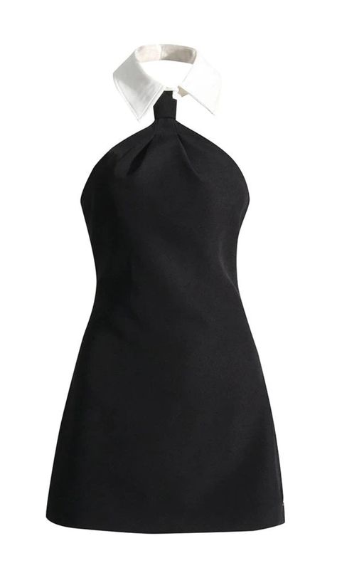 HALTER SLEEVELESS MINI DRESS IN BLACK DRESS STYLE OF CB Little Black Dress Aesthetic, Dress Reference, Preppy Inspo, Inverted Triangle, Casual Night Out, Elsa Hosk, Edgy Look, Effortless Chic, Sleeveless Mini Dress