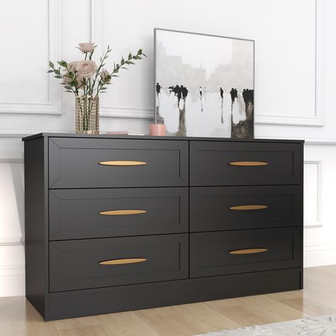 Closets Bedrooms, Black Chest Of Drawers, Dresser Wood, Furniture Flips, Beautiful Dresser, 4 Drawer Dresser, Tall Dresser, Dresser Sets, Primary Bedroom