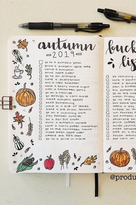 If you need some fresh ideas for your bujo layouts, check out these awesome fall themed spreads for inspiration! #bulletjournal #bujospread #bujoideas #fallbujo Fall Bullet Journal Ideas, Fall Bullet Journal, Autumn Bullet Journal, Bullet Journal September, Bullet Journal For Beginners, Bullet Journel, Bullet Planner, Bullet Journal Ideas, Fun Fall Activities