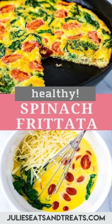 Tomato And Spinach Frittata, Cherry Tomato Recipes Breakfast, Spinach Frittata Recipes Healthy, Egg Cheese Tomato Breakfast, Frittata Recipes For Two, Spinach And Cheese Frittata, Breakfast Spinach Recipes, Spinach For Breakfast, Egg With Spinach Breakfast