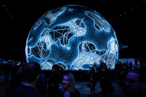 MSG Sphere | Preview on Behance Visual Video, Light Structure, Modern Surrealism, 3d Mapping, Concert Stage Design, Interactive Exhibition, Concert Stage, New Media Art, Projection Mapping